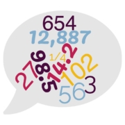 speech bubble with a jumble of numbers inside